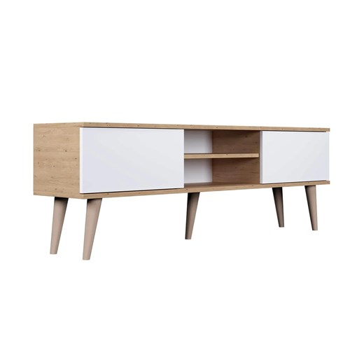 Skandynawska szafka pod telewizor dąb artisan + biały - Dubby 5X 160 cm ze sklepu Edinos.pl w kategorii Szafki RTV - zdjęcie 173422774