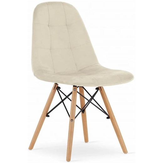 Zestaw 4 beżowych krzeseł tapicerowanych welurem - Zipro ze sklepu Edinos.pl w kategorii Krzesła - zdjęcie 173422833