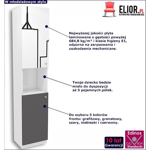 Biało-grafitowy regał dla dziecka Timi 13X - 5 kolorów Elior One Size Edinos.pl