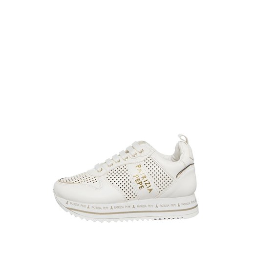 Buty sportowe damskie białe Patrizia Pepe sneakersy z tkaniny wiązane 