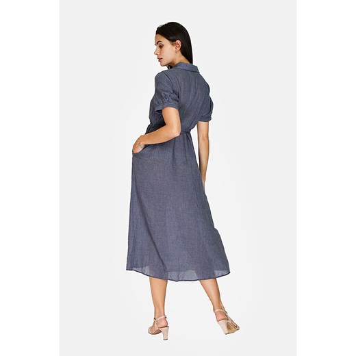 Le Jardin du Lin Lniana sukienka w kolorze granatowym Le Jardin Du Lin 38 okazyjna cena Limango Polska