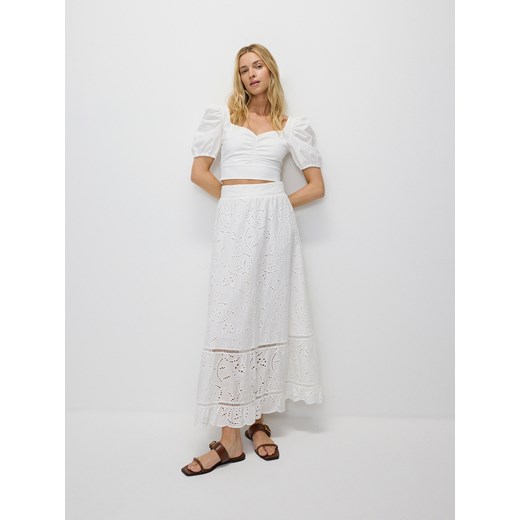 Reserved - Ażurowa spódnica maxi - biały ze sklepu Reserved w kategorii Spódnice - zdjęcie 173427232