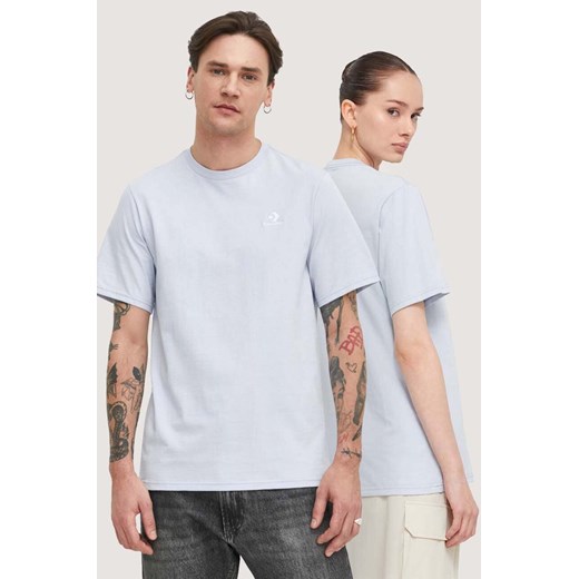 Converse t-shirt bawełniany kolor niebieski gładki ze sklepu ANSWEAR.com w kategorii T-shirty męskie - zdjęcie 173428360