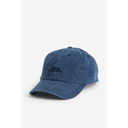 H & M - Bawełniana czapka z daszkiem i haftowanym motywem - Niebieski H & M One Size H&M