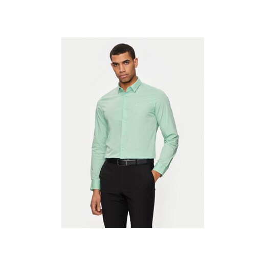 Calvin Klein Koszula K10K110856 Zielony Slim Fit ze sklepu MODIVO w kategorii Koszule męskie - zdjęcie 173431663