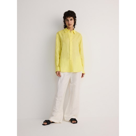 Reserved - Koszula z lnu - żółty ze sklepu Reserved w kategorii Koszule damskie - zdjęcie 173433394