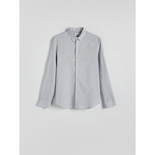 Reserved - Koszula regular fit z lnem - jasnoszary ze sklepu Reserved w kategorii Koszule męskie - zdjęcie 173436560