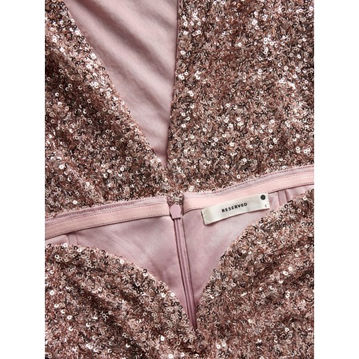 Reserved - Cekinowa sukienka midi - pastelowy róż Reserved XS Reserved