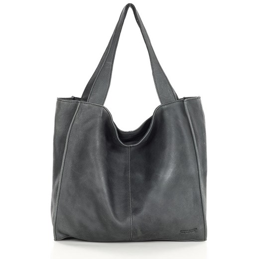 Duża torba shopper skórzana sogni d'oro - MARCO MAZZINI czarna ze sklepu Verostilo w kategorii Torby Shopper bag - zdjęcie 173438250