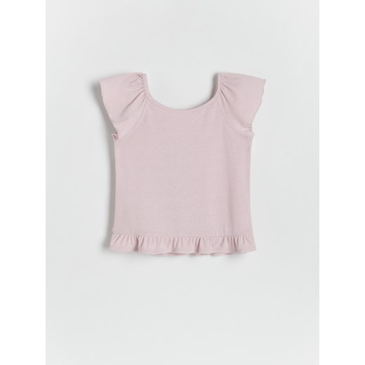 Reserved - T-shirt z metaliczną nitką - różowy ze sklepu Reserved w kategorii Bluzki dziewczęce - zdjęcie 173438890