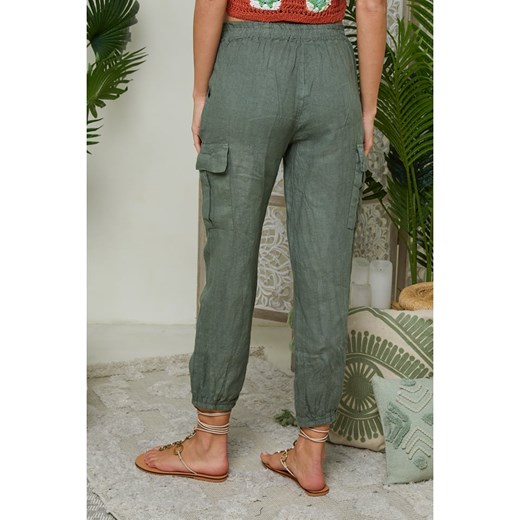 Lin Passion Lniane spodnie w kolorze khaki Lin Passion 40/42 Limango Polska promocja