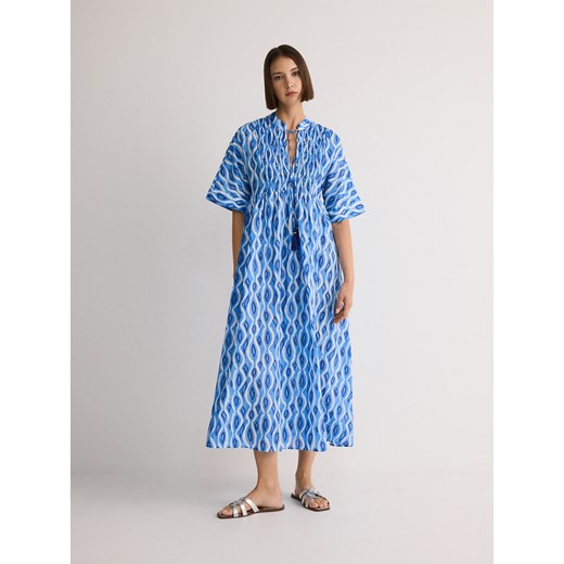 Reserved - Bawełniana sukienka - niebieski ze sklepu Reserved w kategorii Sukienki - zdjęcie 173442420