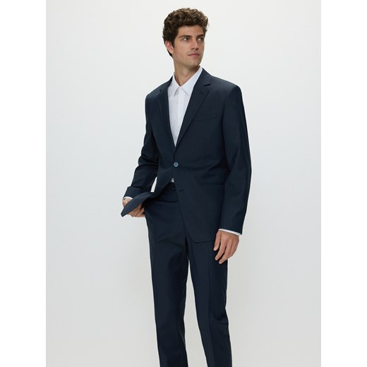Reserved - Spodnie garniturowe z domieszką wełny - granatowy Reserved 54 Reserved