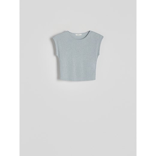 Reserved - Bluzka z metalicznym efektem - jasnoniebieski Reserved M Reserved