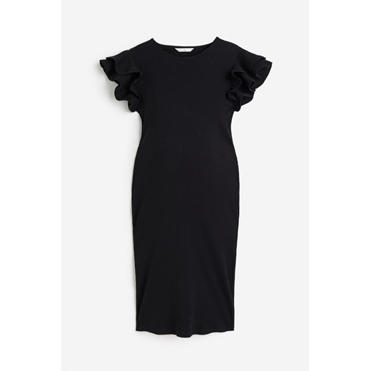 H & M - MAMA Sukienka z falbankowym rękawem - Czarny H & M XL H&M