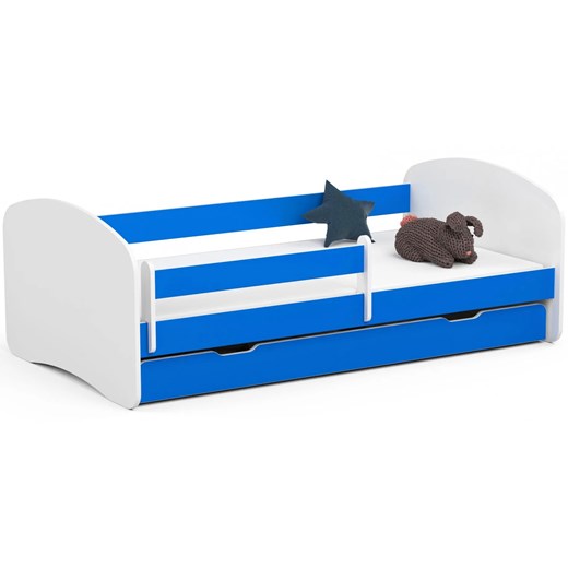 Łóżko dziecięce z szufladą białe + niebieski 70x140 W8-C98 ze sklepu Edinos.pl w kategorii Łóżka dziecięce - zdjęcie 173446482