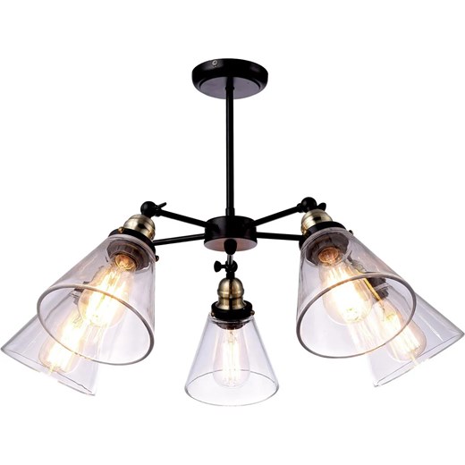 Czarny żyrandol w stylu loftowym - S605 T7-D52 ze sklepu Edinos.pl w kategorii Lampy wiszące - zdjęcie 173446560