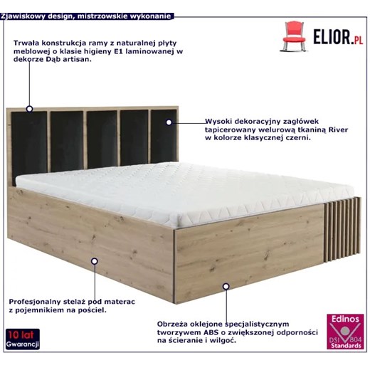 Łóżko 140x200 z lamelami - Fallon 16X Elior One Size Edinos.pl