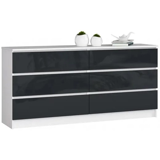 Komoda z szufladami do sypialni biały + grafit połysk - Olin 4X Elior One Size Edinos.pl