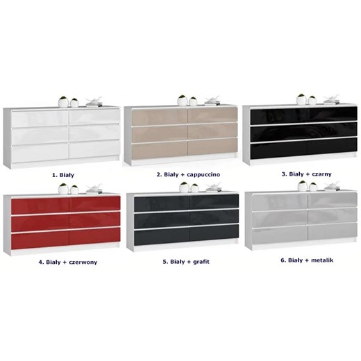 Komoda z szufladami do sypialni biały + grafit połysk - Olin 4X Elior One Size Edinos.pl