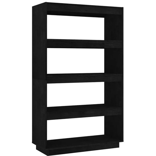 Czarny regał drewniany z 4 półkami H2-K08 ze sklepu Edinos.pl w kategorii Dom - zdjęcie 173447190