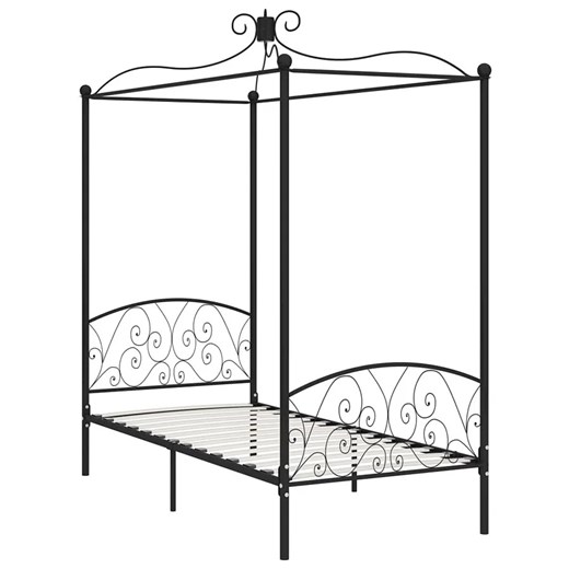 Czarne rustykalne łóżko z baldachimem 100x200 cm - Ifrexi ze sklepu Edinos.pl w kategorii Łóżka i materace - zdjęcie 173447332