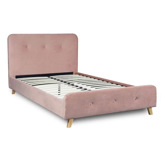 Różowe łóżko welurowe z zagłówkiem 120x200 - Entido ze sklepu Edinos.pl w kategorii Łóżka i materace - zdjęcie 173447553