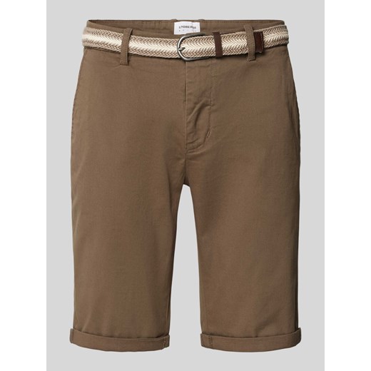 Bermudy o kroju slim fit z paskiem ze sklepu Peek&Cloppenburg  w kategorii Spodenki męskie - zdjęcie 173459793
