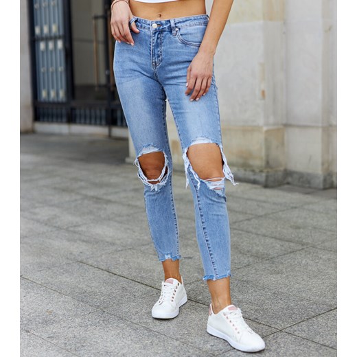 Niebieskie jeansy slim z przetarciami Concordina ze sklepu gemre w kategorii Jeansy damskie - zdjęcie 173461992