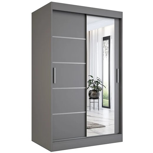 Antracytowa szafa przesuwna z lustrem - Lorenza 3X Elior One Size Edinos.pl
