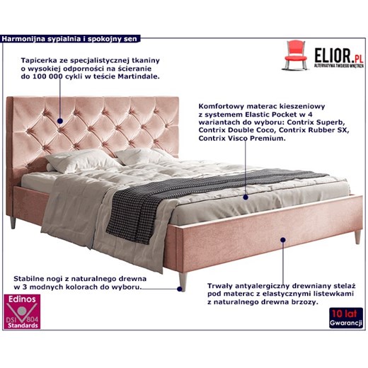 Tapicerowane łóżko z zagłówkiem 120x200 Colette - 36 kolorów Elior One Size Edinos.pl