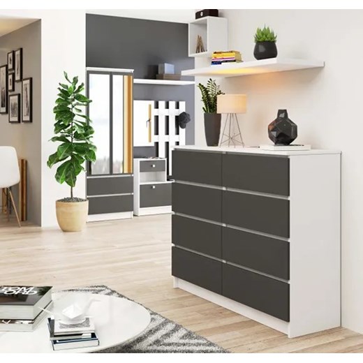 Komoda do salonu szara + biała Dalmos 3X Elior One Size Edinos.pl