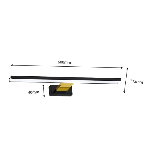 Kinkiet nad lustro czarny + złoty - N014-Cortina 13,8W 60x11,5x4 cm Lumes One Size Edinos.pl