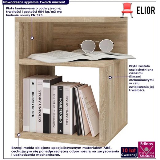 Stolik nocny minimalistyczny dąb sonoma - Prazi Elior One Size Edinos.pl
