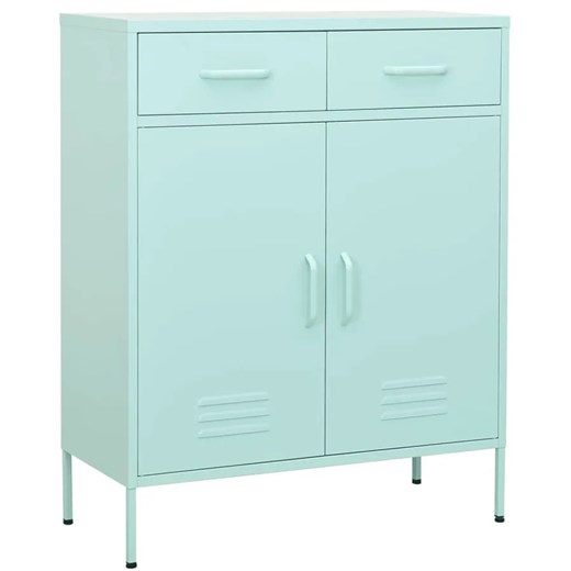 Miętowa stalowa szafka z 2 szufladami C7-Z11 ze sklepu Edinos.pl w kategorii Szafy - zdjęcie 173464572