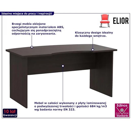 Ciemnobrązowe długie biurko do pracy wenge - Romiks Elior One Size Edinos.pl