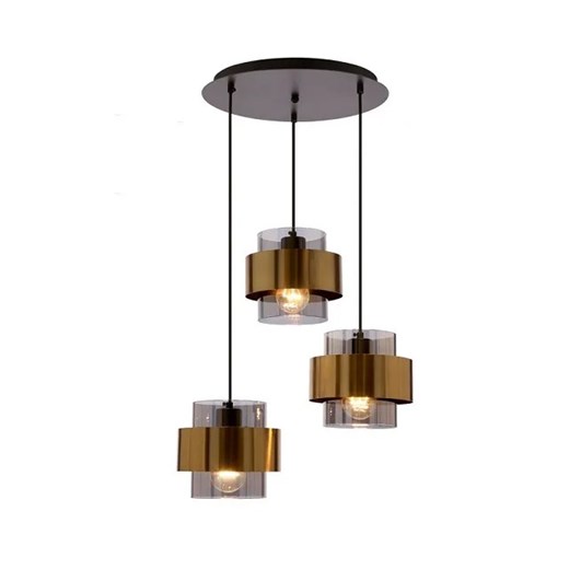 Elegancka lampa wisząca z trzema kloszami w mosiężnych okręgach - V102-Benoti Lumes One Size Edinos.pl