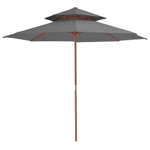 Okrągły parasol ogrodowy z drewnianym słupkiem antracyt A2-C47 ze sklepu Edinos.pl w kategorii Parasole ogrodowe - zdjęcie 173464800