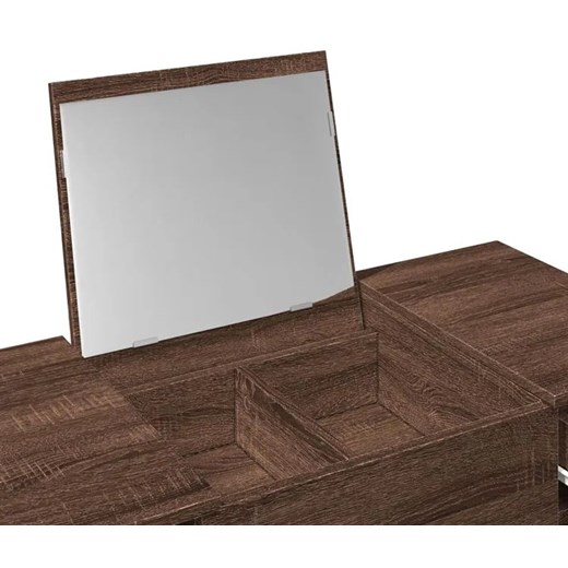 Stół toaletka z lustrem do makijażu brązowy dąb - Iliana Elior One Size Edinos.pl