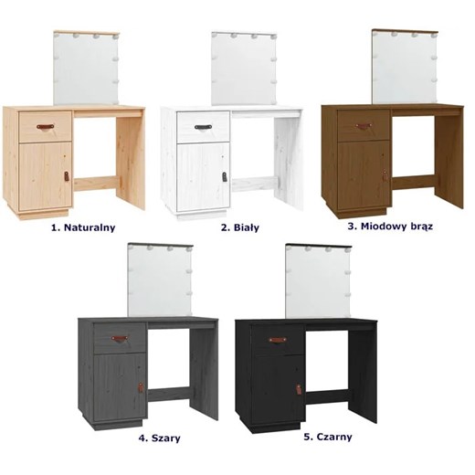 Drewniana toaletka z lustrem podświetlanym naturalna - Fienna Elior One Size Edinos.pl