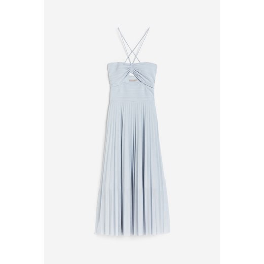 H & M - Plisowana sukienka z mocowaniem na karku - Niebieski H & M L H&M