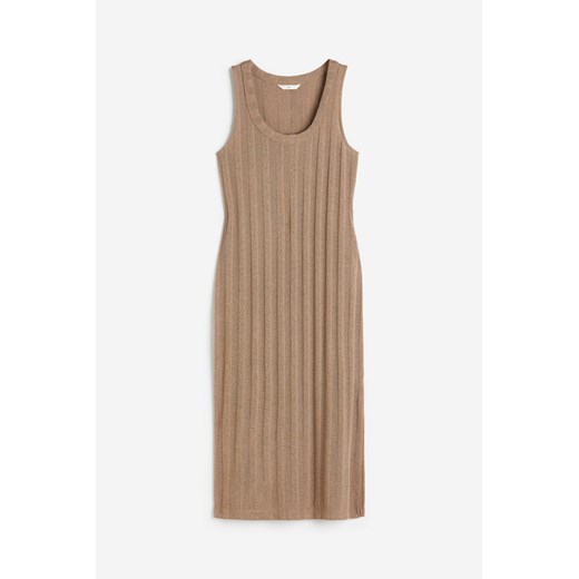H & M - Sukienka z dzianiny w prążki - Brązowy ze sklepu H&M w kategorii Sukienki - zdjęcie 173466453