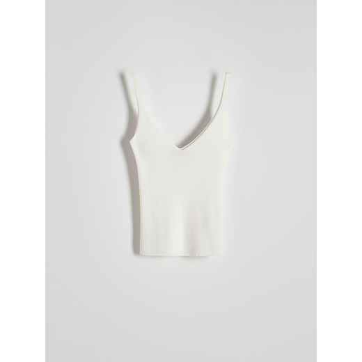 Reserved - Dzianinowy top - złamana biel ze sklepu Reserved w kategorii Bluzki damskie - zdjęcie 173470300