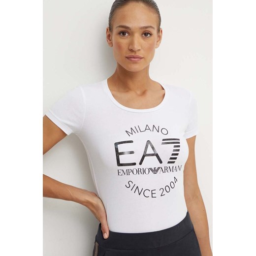 EA7 Emporio Armani t-shirt damski kolor biały TJQCZ.6DTT20 ze sklepu ANSWEAR.com w kategorii Bluzki damskie - zdjęcie 173473390
