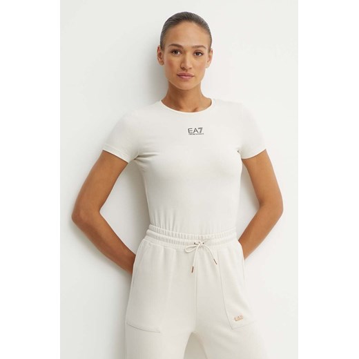 EA7 Emporio Armani t-shirt damski kolor beżowy TJDZZ.6DTT12 ze sklepu ANSWEAR.com w kategorii Bluzki damskie - zdjęcie 173473410