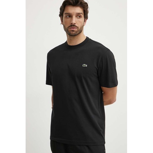Lacoste t-shirt bawełniany męski kolor czarny gładki ze sklepu ANSWEAR.com w kategorii T-shirty męskie - zdjęcie 173473644