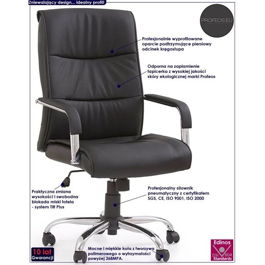 Fotel obrotowy Ruffin - czarny Profeos One Size Edinos.pl