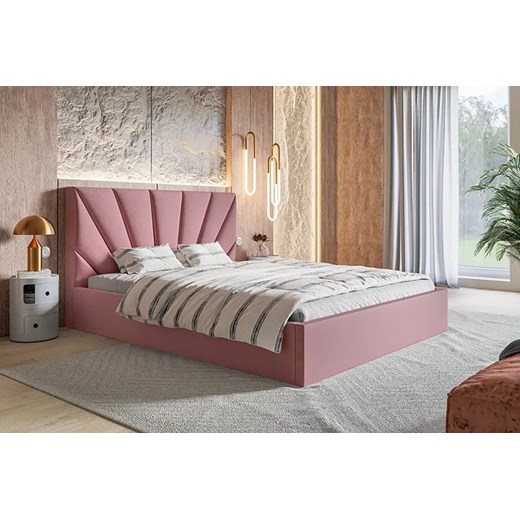 Różowe tapicerowane łóżko 180x200 - Senti 2X Elior One Size Edinos.pl