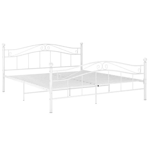 Białe duże łóżko metalowe z zagłówkiem 180x200 cm - Iroz ze sklepu Edinos.pl w kategorii Łóżka i materace - zdjęcie 173475901