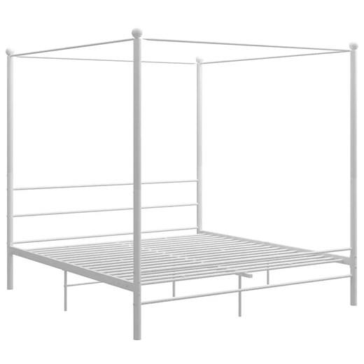Białe dwuosobowe łóżko metalowe 160x200 cm - Aveiro ze sklepu Edinos.pl w kategorii Łóżka i materace - zdjęcie 173476271